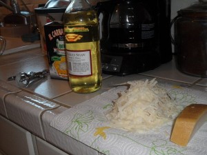 Parmesan Reggiono (sp?) cheese & cheap white wine ready to go!