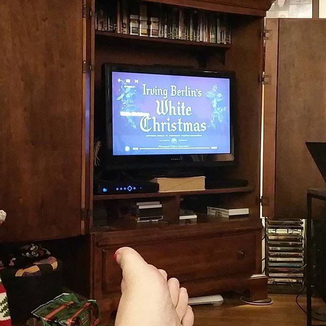 Feet up, knitting in hand, White Christmas on tv. #widn