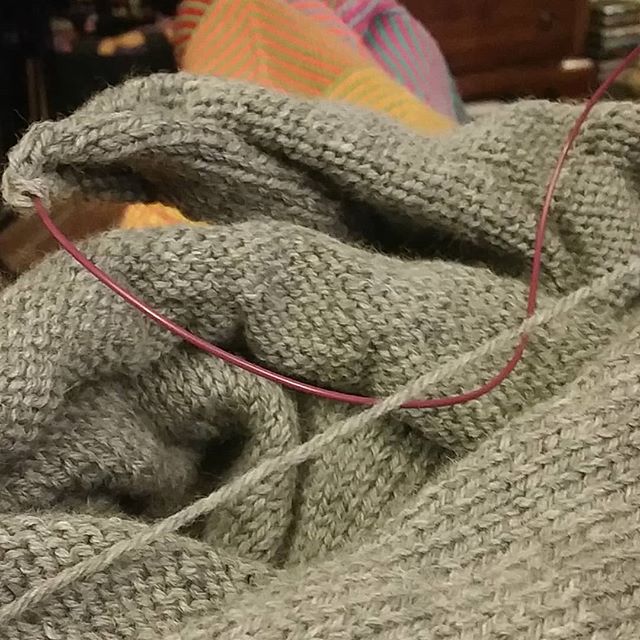 #myview under blanket & knitting. Stupid cold has me down.
